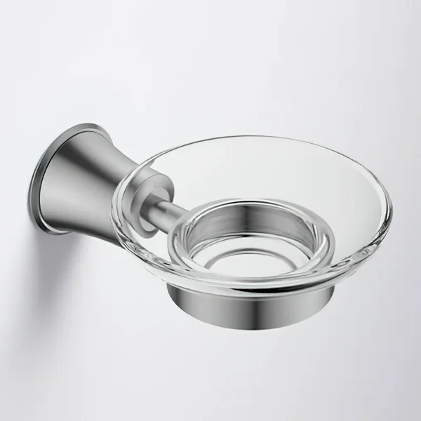 Additional image of Flova Liberty Clear Glass Round Soap Dish with Traditional Holder