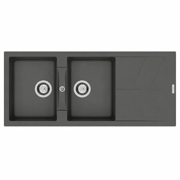 Alternate image of Clearwater Rio Granite Inset Kitchen Sink with Drainer and Waste - 2.0 Bowl - 1160 x 500mm