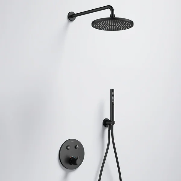 Additional image of Flova Moonlight GoClick Round Thermostatic Valve with Rainshower and Pencil Handset