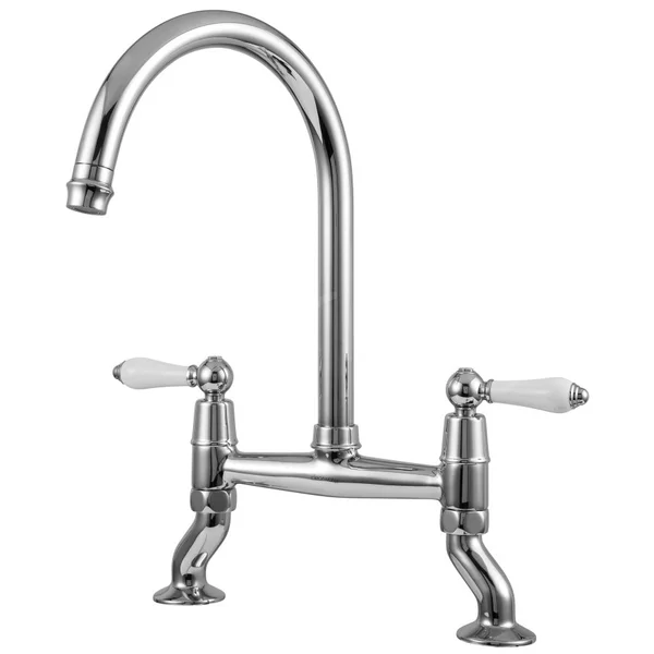 Clearwater Elegance Traditional Bridge Kitchen Mixer Tap with Swivel Spout - Ceramic Handles