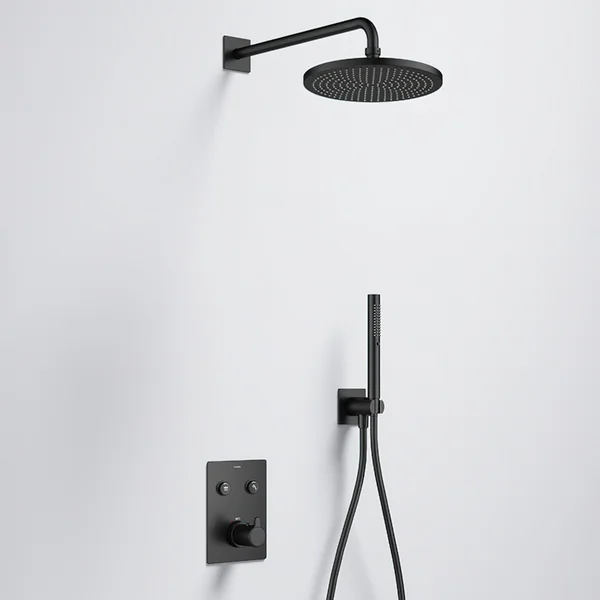 Additional image of Flova Moonlight GoClick Square Thermostatic Valve with Rainshower and Pencil Handset