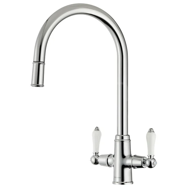 Clearwater Elegance Traditional Mono Pull Out Kitchen Mixer Tap - Ceramic Handles