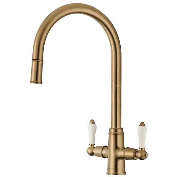 Alternate image of Clearwater Elegance Traditional Mono Pull Out Kitchen Mixer Tap - Ceramic Handles