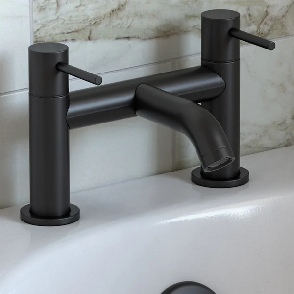Additional image of Joseph Miles HiLux Bridge Bath Mixer Tap with Curved Spout - Stick Handles - Deck Mounted