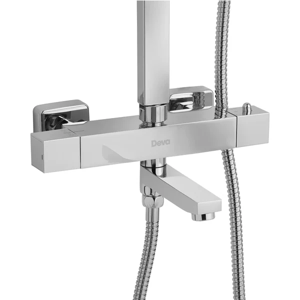 Additional image of Deva Rydal Chrome Thermostatic Shower Set with Head and Rigid Riser Kit