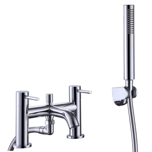 Joseph Miles HiLux Bridge Bath Mixer Tap with Shower Handset and Hose - Stick Handles