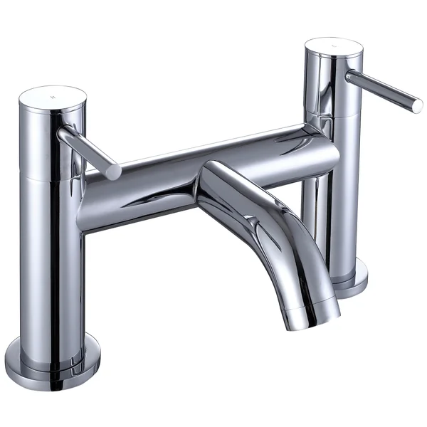 Joseph Miles Titan Flow Bridge Bath Filler Tap - Curved Spout - Stick Handles - Deck Mounted