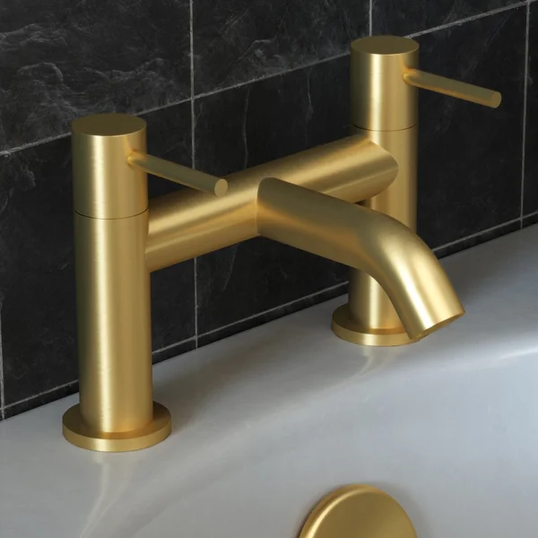 Alternate image of Joseph Miles Titan Flow Bridge Bath Filler Tap - Curved Spout - Stick Handles - Deck Mounted