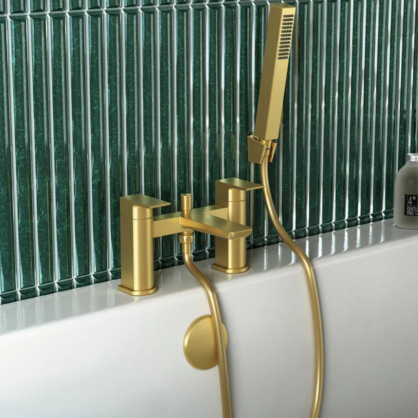 Alternate image of Joseph Miles Luxe Bridge Bath Mixer Tap With Shower Handset - Flat Handles - Deck Mounted