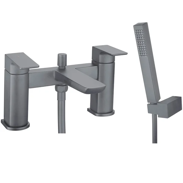 Alternate image of Joseph Miles Luxe Bridge Bath Mixer Tap With Shower Handset - Flat Handles - Deck Mounted