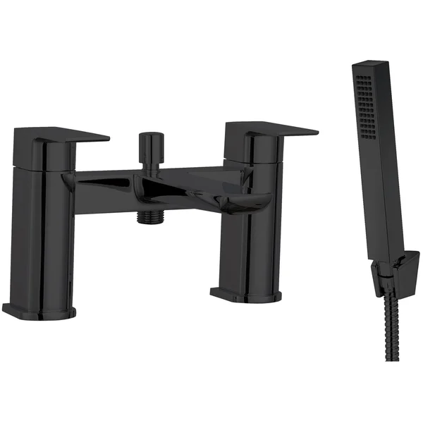 Additional image of Joseph Miles Luxe Bridge Bath Mixer Tap With Shower Handset - Flat Handles - Deck Mounted