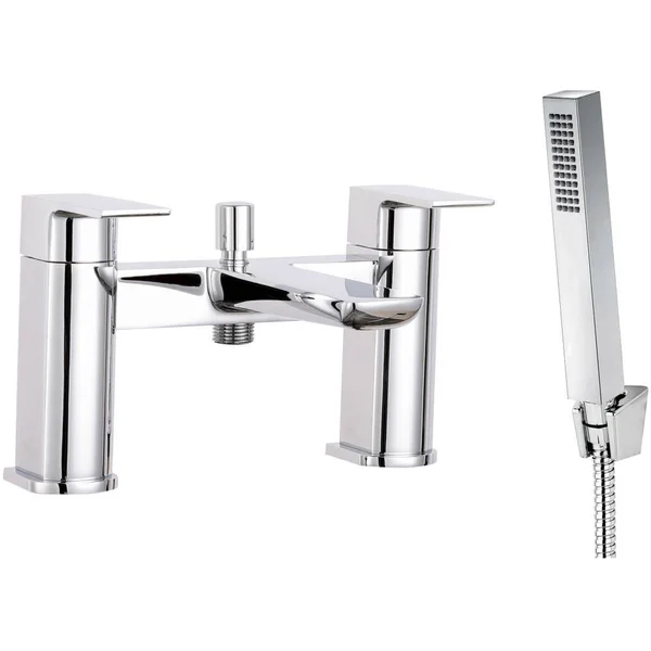 Joseph Miles Luxe Bridge Bath Mixer Tap With Shower Handset - Flat Handles - Deck Mounted
