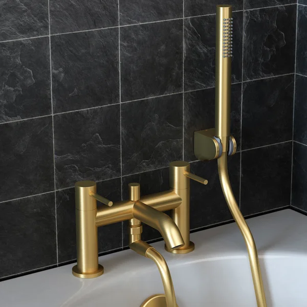 Alternate image of Joseph Miles Titan Flow Bridge Bath Mixer Tap with Shower Handset and Hose - Deck Mounted