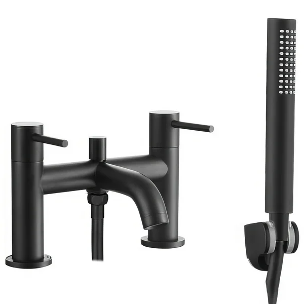 Additional image of Joseph Miles Titan Flow Bridge Bath Mixer Tap with Shower Handset and Hose - Deck Mounted
