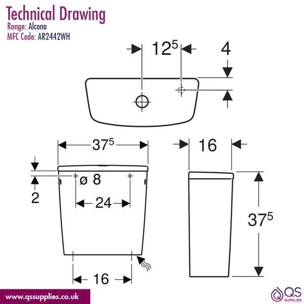 Technical drawing QS-V115163 / AR1358WH|AR2442WH