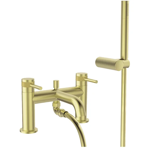 Additional image of Joseph Miles Zeal Contemporary Bath Mixer Tap with Shower Handset - Fluted Stick Handles