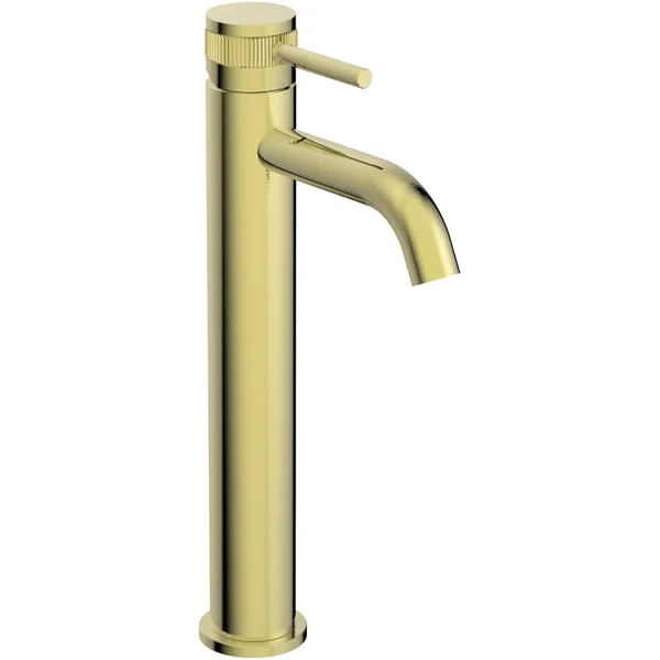 Additional image of Joseph Miles Zeal Contemporary Tall Basin Mixer Tap - Curved Spout - Fluted Stick Handle