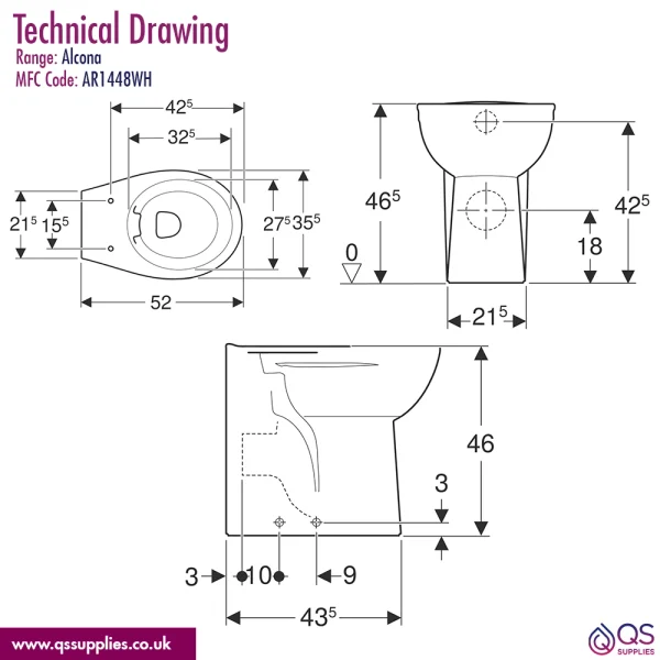 Technical drawing QS-V115165 / AR1448WH