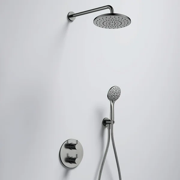 Additional image of Flova Levo GoTurn Round Thermostatic Valve with Rainshower and Handset