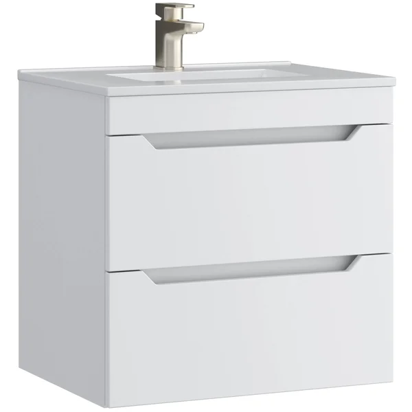 Additional image of Kartell K-Vit Urban Contemporary Wall Hung Vanity with Basin - Handle-Less - 2 Drawer