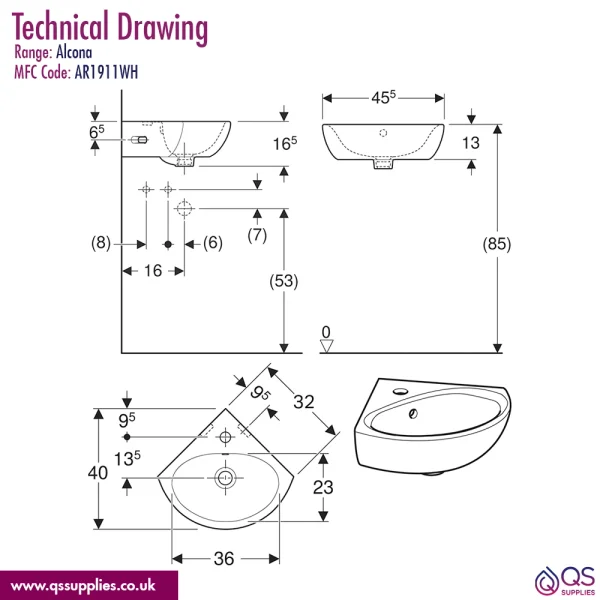 Technical drawing QS-V115166 / AR1911WH