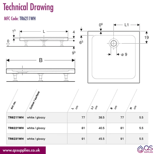 Technical drawing QS-V116307 / TR6211WH
