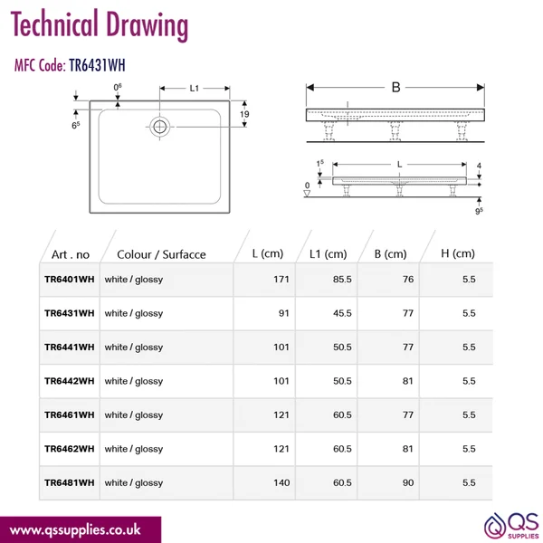 Technical drawing QS-V116308 / TR6431WH