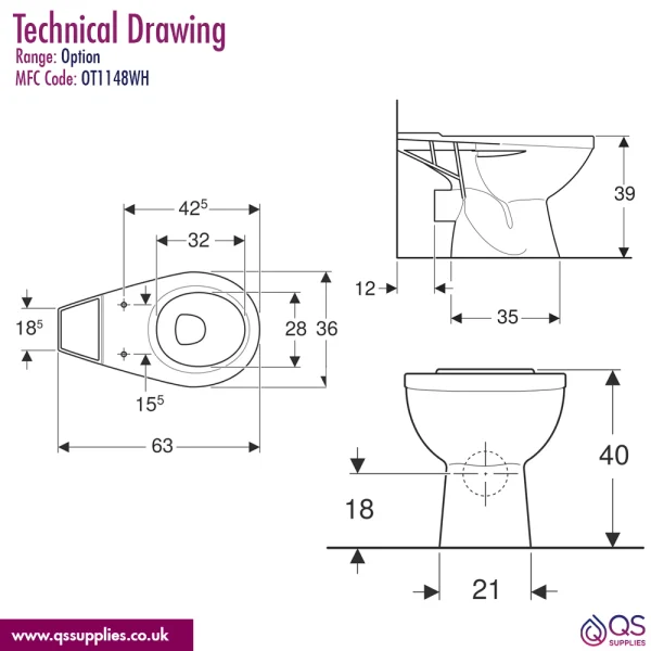 Technical drawing QS-V115168 / OT1148WH
