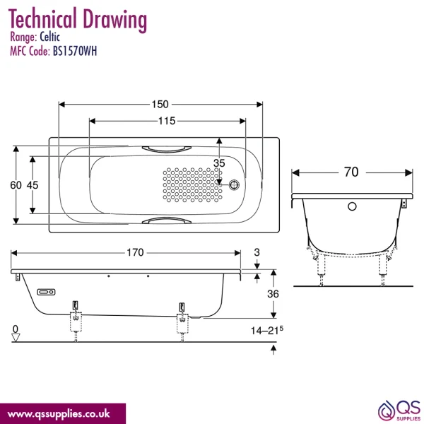 Technical drawing QS-V115170 / BS1570WH