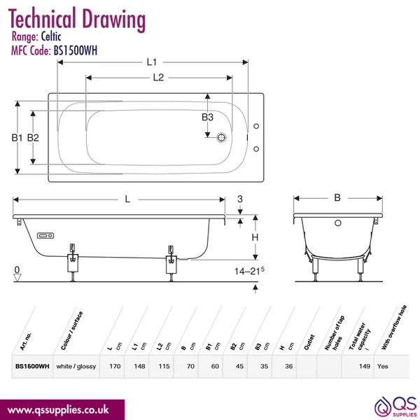 Technical drawing QS-V116311 / BS1500WH