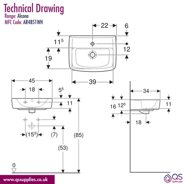 Technical drawing QS-V113740 / AR4851WH