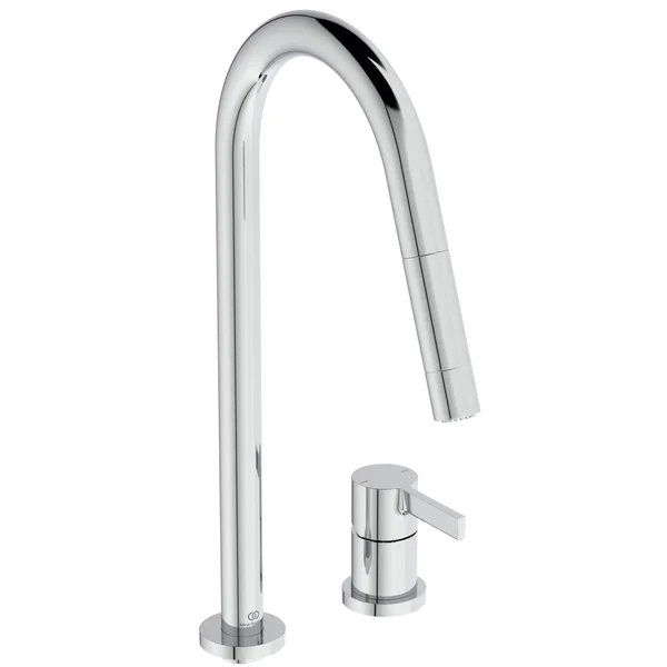 Ideal Standard Gusto Pull Out Kitchen Mixer Tap with C-Shaped Spout - Dual Spray Modes