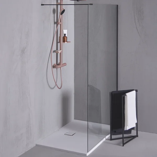 Alternate image of Ideal Standard Connect-2 Frameless Walk in Shower Screen - Silk Black Aluminium Profile
