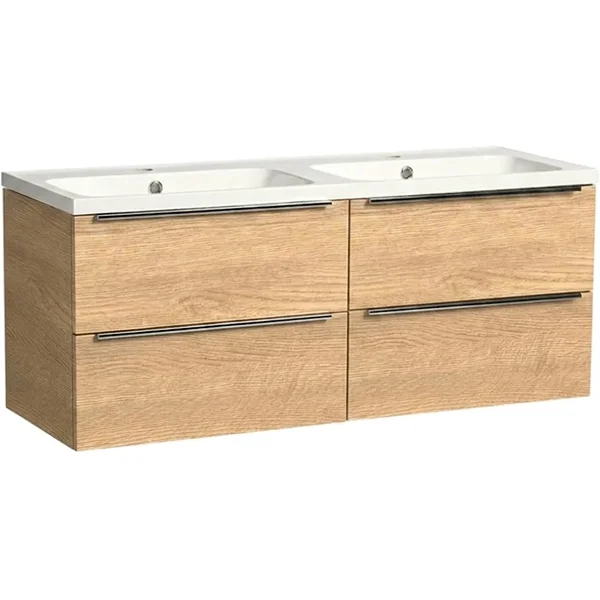 Alternate image of Tavistock Cadence Wall Hung Double Vanity Unit with Twin Basin - 4 Drawer - 1184 x 490mm
