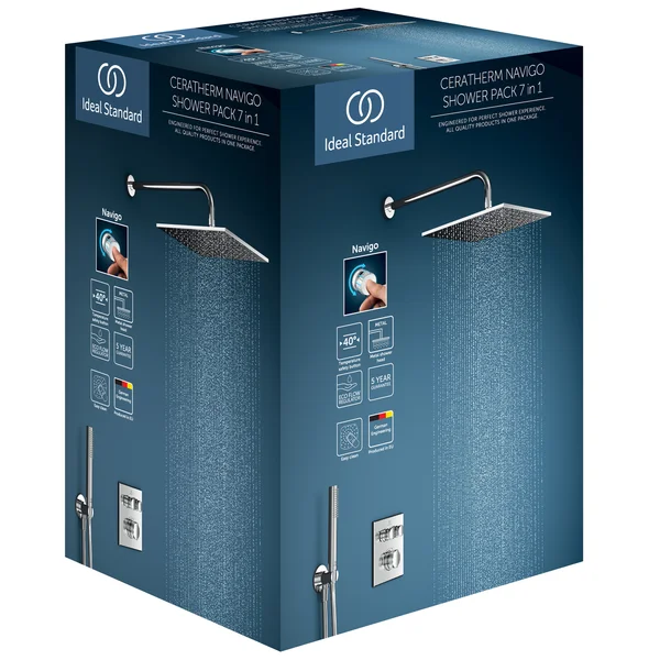 Additional image of Ideal Standard Ceratherm Navigo Thermostatic Built-In Square Concealed Shower Set