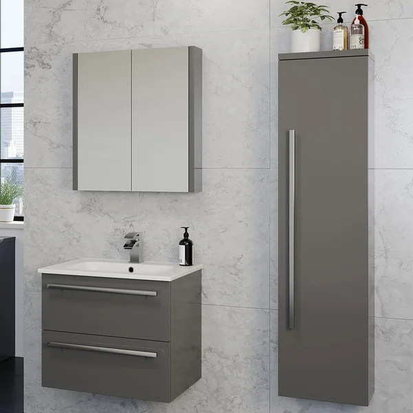 Alternate image of Kartell K-Vit Purity Wall Hung Tall Bathroom Storage Cabinet - Reversible Door - 350 x 1400mm