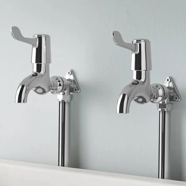 Alternate image of Deva Lever Action Pair of Traditional Chrome Bib Taps