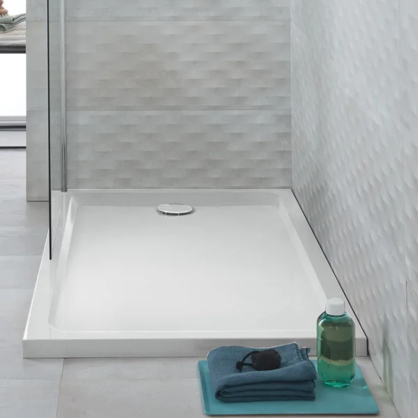 Additional image of Twyford Flat-Top White Rectangular Shower Tray 40mm High - Acrylic Capped ABS