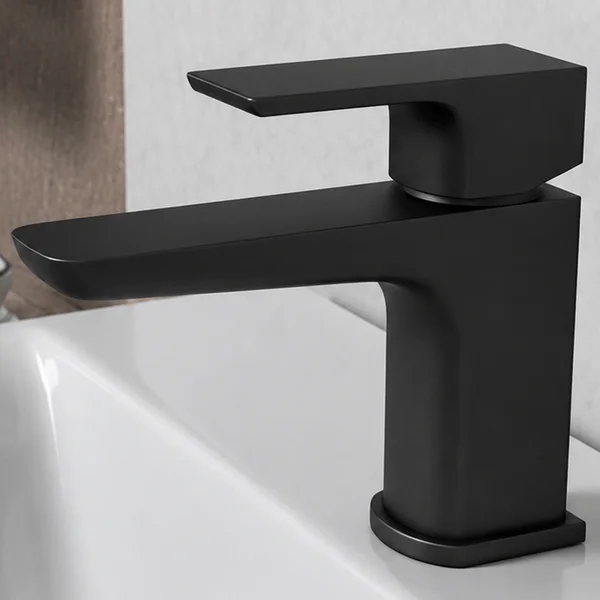 Additional image of Joseph Miles Kamada Matt Black Cloakroom Basin Mixer Tap with Click-Clack Waste - Flat Handle