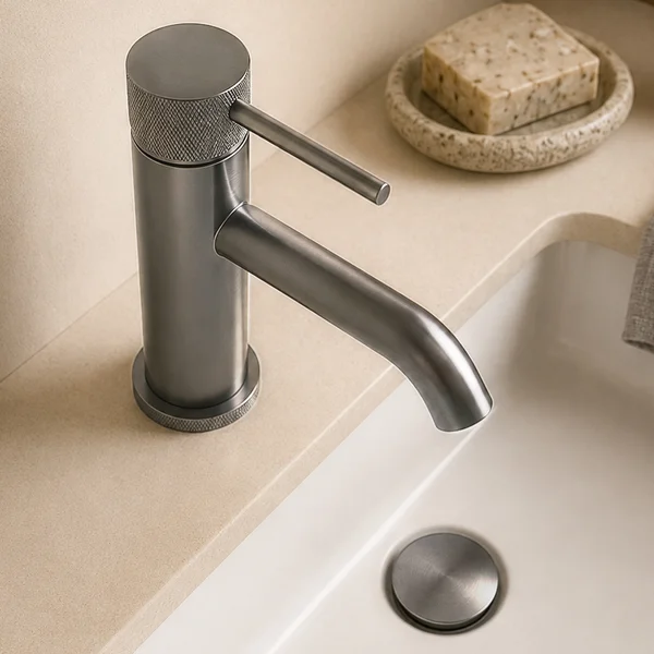 Alternate image of Joseph Miles Fenace Monobloc Basin Mixer Tap with Waste - Knurled Stick Handle - Deck Mounted