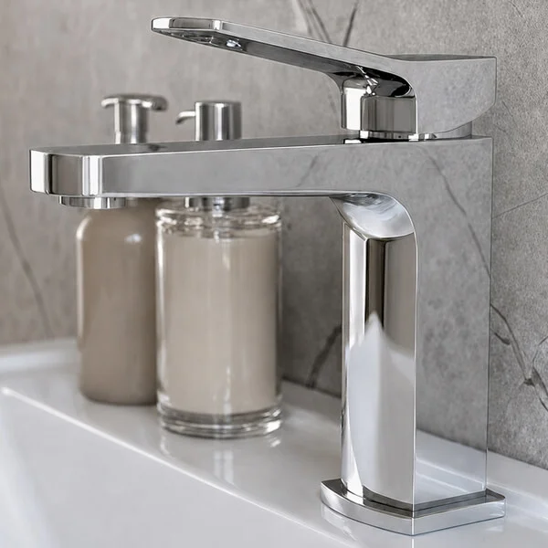 Additional image of Joseph Miles Atoll Chrome Monobloc Basin Mixer Tap with Sprung Waste - Flat Handle