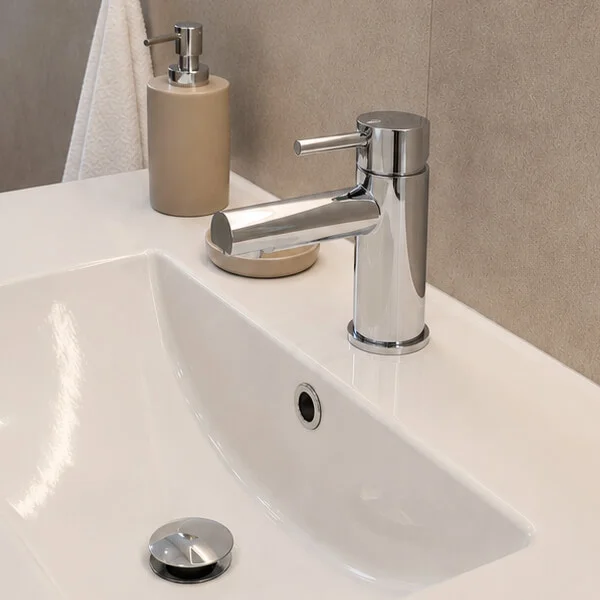 Alternate image of Joseph Miles Kaze Monobloc Basin Mixer Tap with Sprung Waste - Straight Spout - Stick Handle