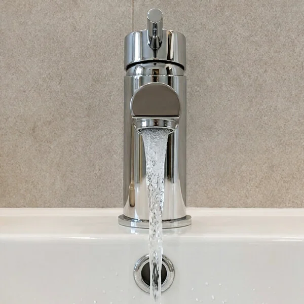 Additional image of Joseph Miles Kaze Monobloc Basin Mixer Tap with Sprung Waste - Straight Spout - Stick Handle