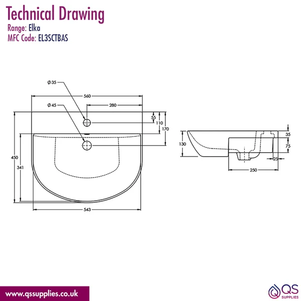 Technical drawing QS-V113381 / EL3SCTBAS