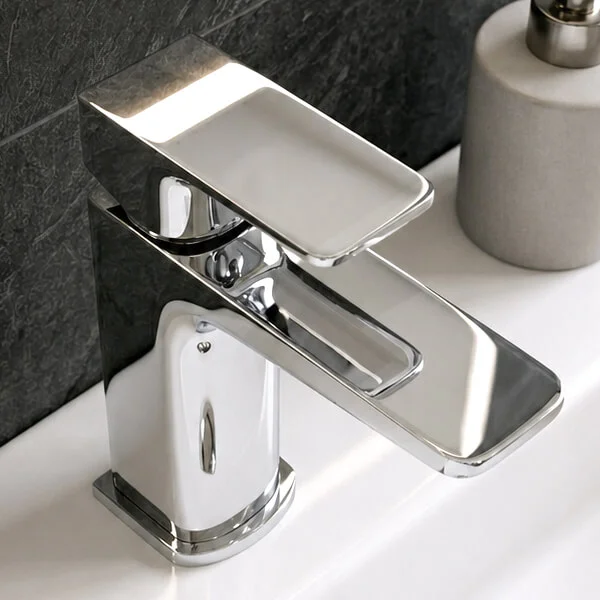 Alternate image of Joseph Miles Luxe Monobloc Basin Mixer Tap with Sprung Waste - Flat Handle and Spout - Deck Mounted