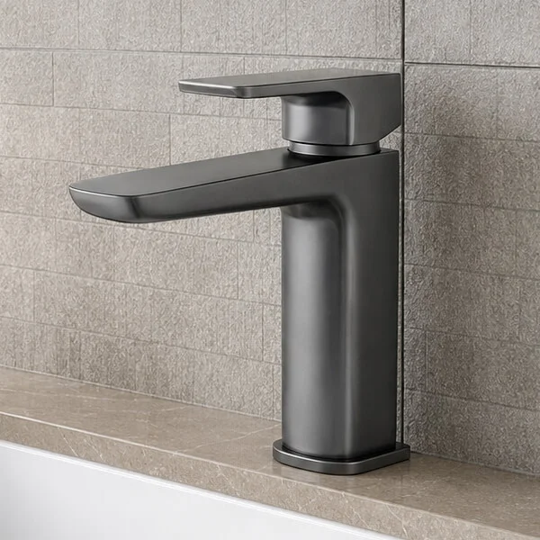 Alternate image of Joseph Miles Luxe Monobloc Basin Mixer Tap with Sprung Waste - Flat Handle and Spout - Deck Mounted
