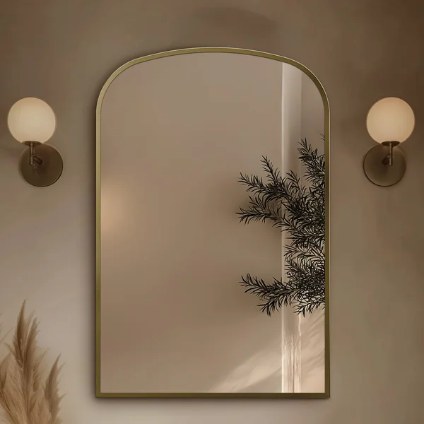 Additional image of Origins Living Delphine Overmantel Arch Mirror - Stainless Steel Frame