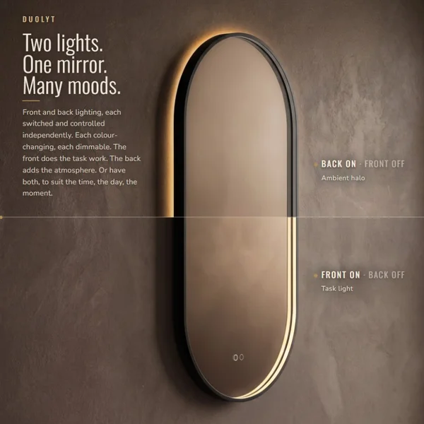 Alternate image of Origins Living Kingsley Capsule Borderlit LED Mirror with Demister Pad - 500 x 1000mm