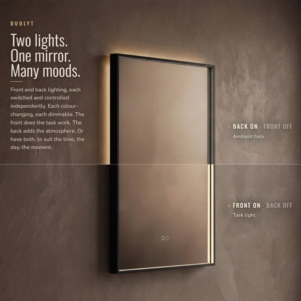 Alternate image of Origins Living Kingsley Rectangular Borderlit LED Mirror with Demister Pad - 600 x 800mm