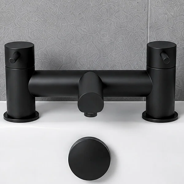Alternate image of Joseph Miles Kaze Bridge Bath Mixer Tap with Long Spout - Stick Handles - Deck Mounted